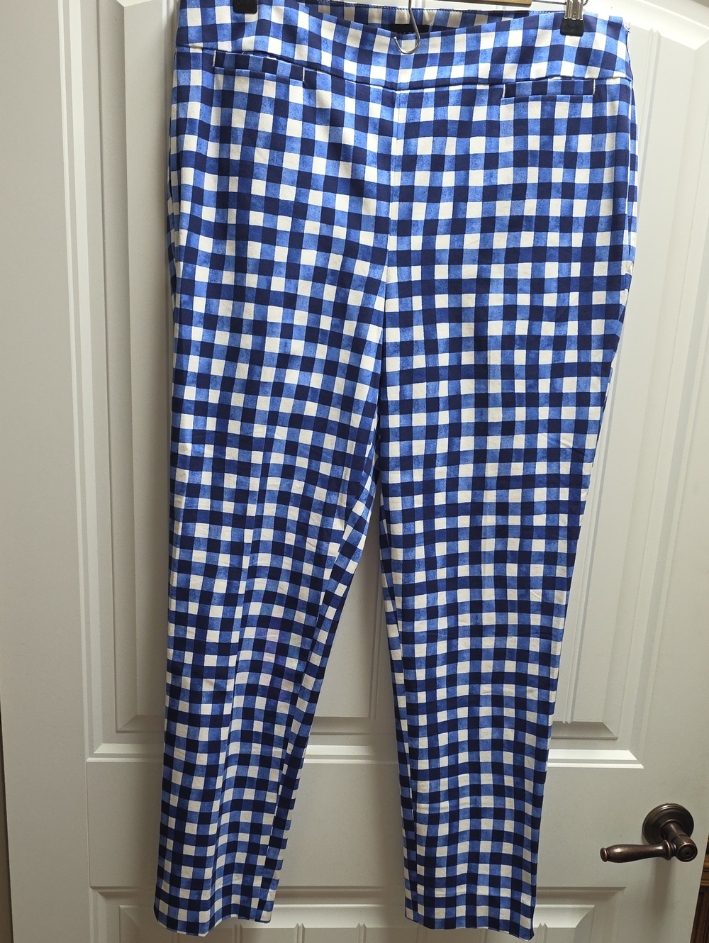Talbots Blue and White Gingham Straight-Leg Pants